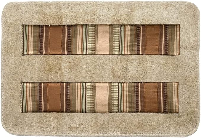 Zahari Home Contempo Modern Bathroom Rug Classic Luxury Bath Rug Contemporary Decor Beautiful Shower Mat Unique Design Stylish Washable Bathroom Rug Striped Bath Rug Bath Shower Tub Décor
