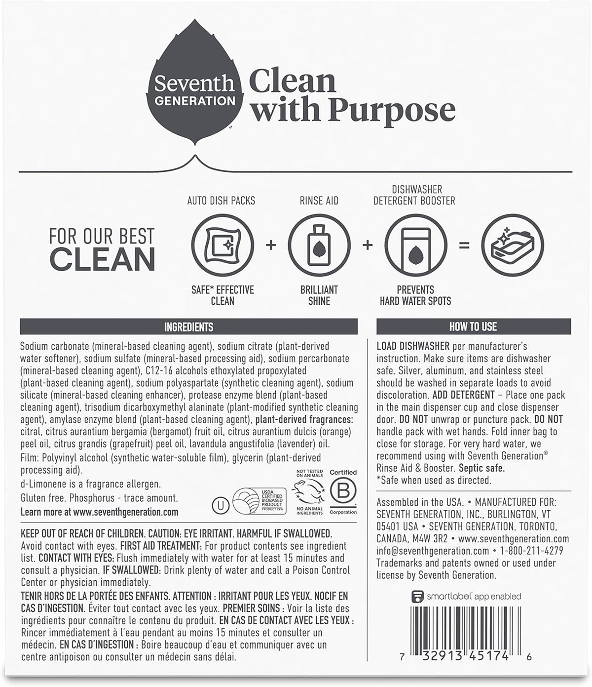 Seventh Generation Power Plus Dishwasher Detergent Packs Fresh Citrus scent Pack of 2 for sparkling dishes Dishwasher tabs 40 count