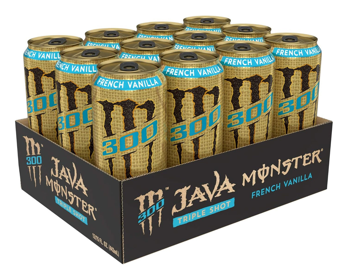 Monster Energy Java 300 Triple Shot Robust Coffee, French Vanilla, 15 Fl Oz (Pack of 12)
