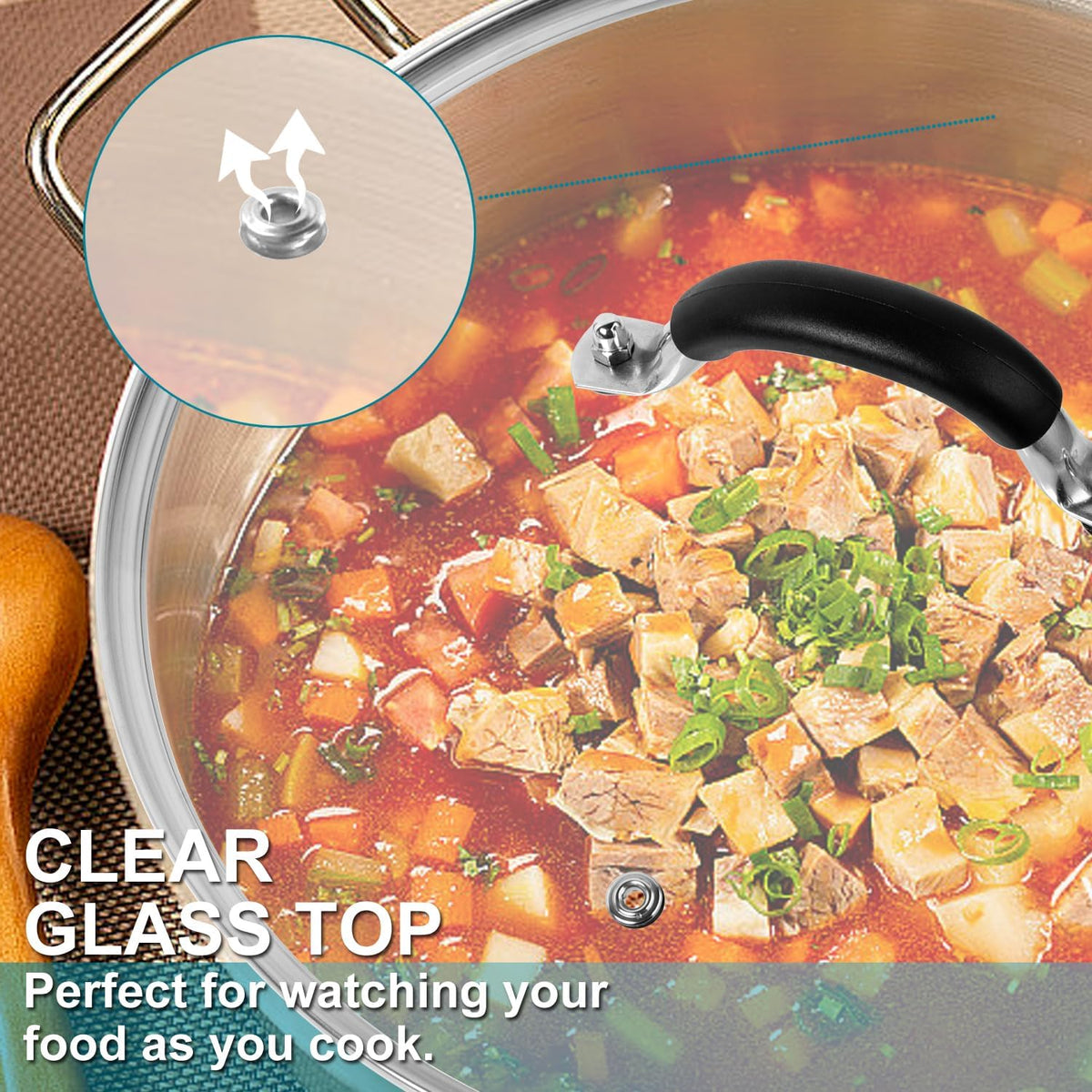 10.25 Inch Tempered Glass Lid for Lodge Skillets, Dutch Ovens & Pans - Universal Fit for 10-10.25 Inch Cookware - Oven & Dishwasher Safe up to 400°F - with Steam Vent & Ergonomic Handle