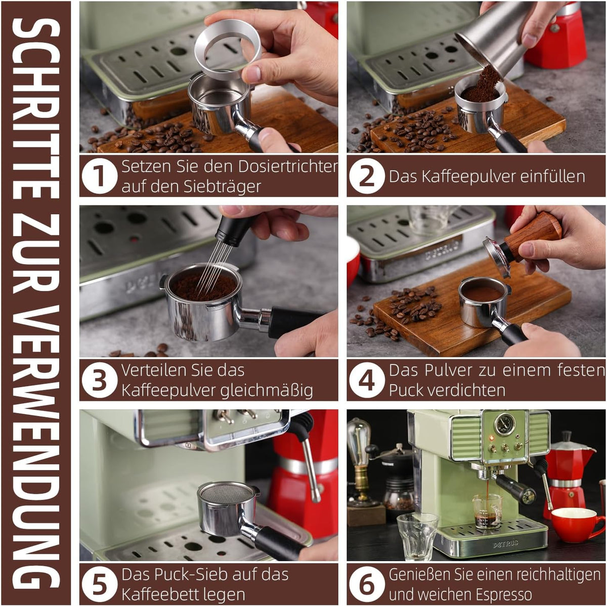 54mm WDT Tool Espresso Accessories Kit,GdHaHSP Dosing Funnel and Puck Screen Set,Espresso Stirrer Distribution Tool,Espresso Whisk for espresso tools