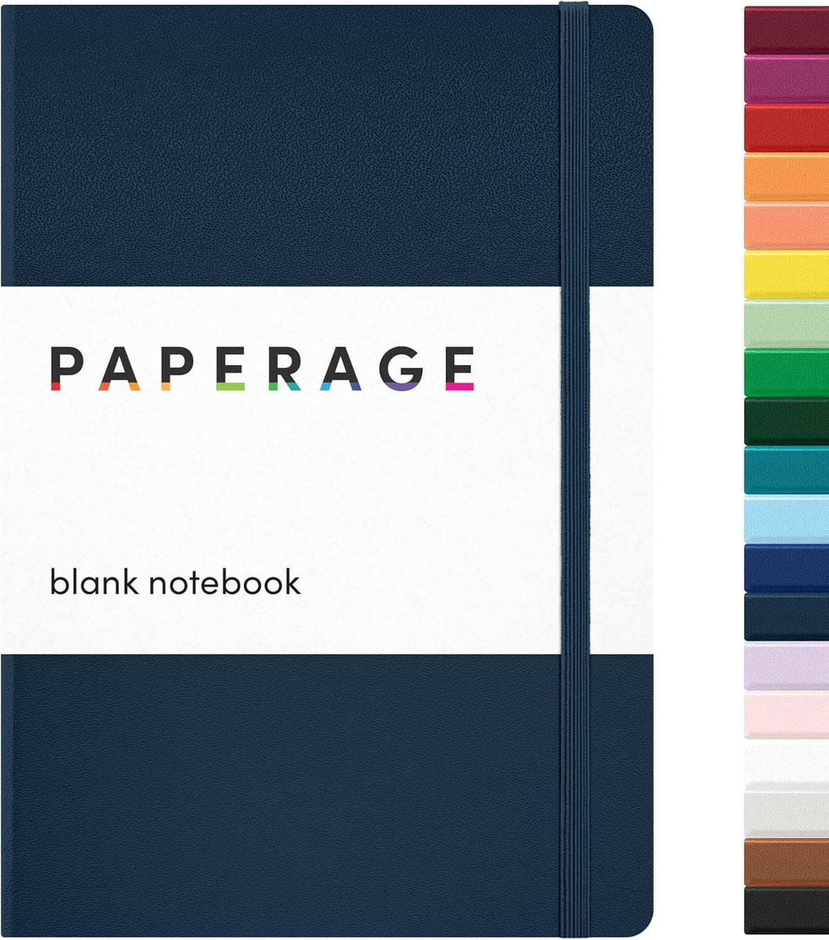PAPERAGE Blank Journal Notebook, (Navy), 160 Pages, Medium 5.6 in x 8 in - 100 GSM Thick Paper – Hardcover Journaling Notebook for Work, School, Note Taking or Sketching