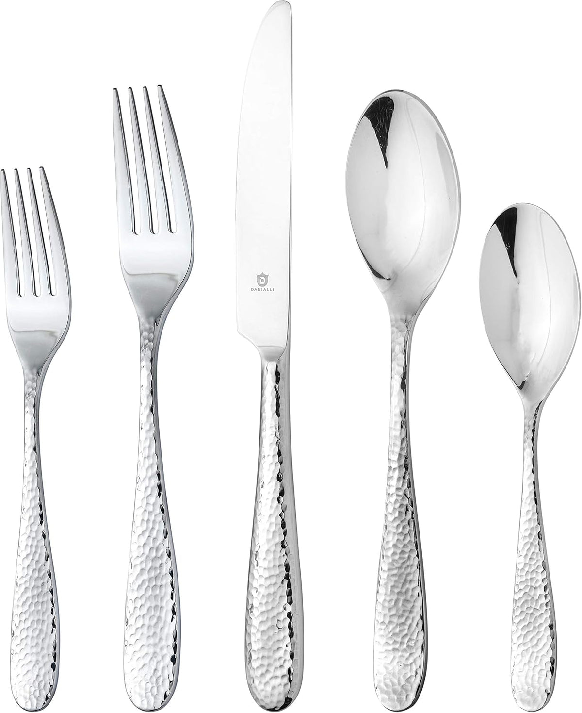 Hammered Silverware Set | Premium 18/10 Stainless Steel Flatware Service for 6 | Heavy-Duty & Dishwasher Safe | Built to Last (30-Piece, Fidenza Hammered)