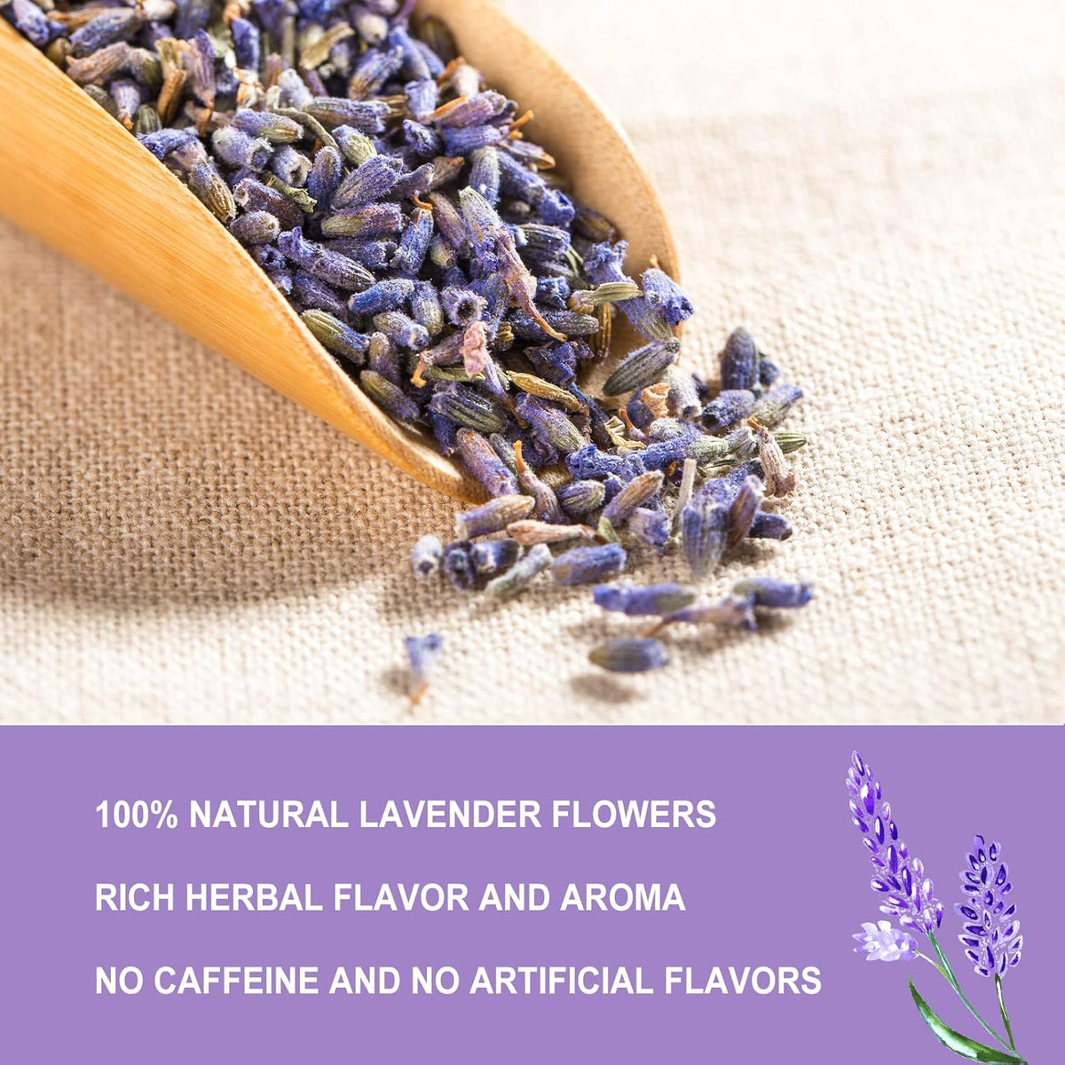 Olvvla - Dried Lavender Flowers - 5oz/142g - Fragrant Food-Grade Lavender Buds - Perfect for Tea, Baking, Lemonade, Relaxing, Sleeping Well