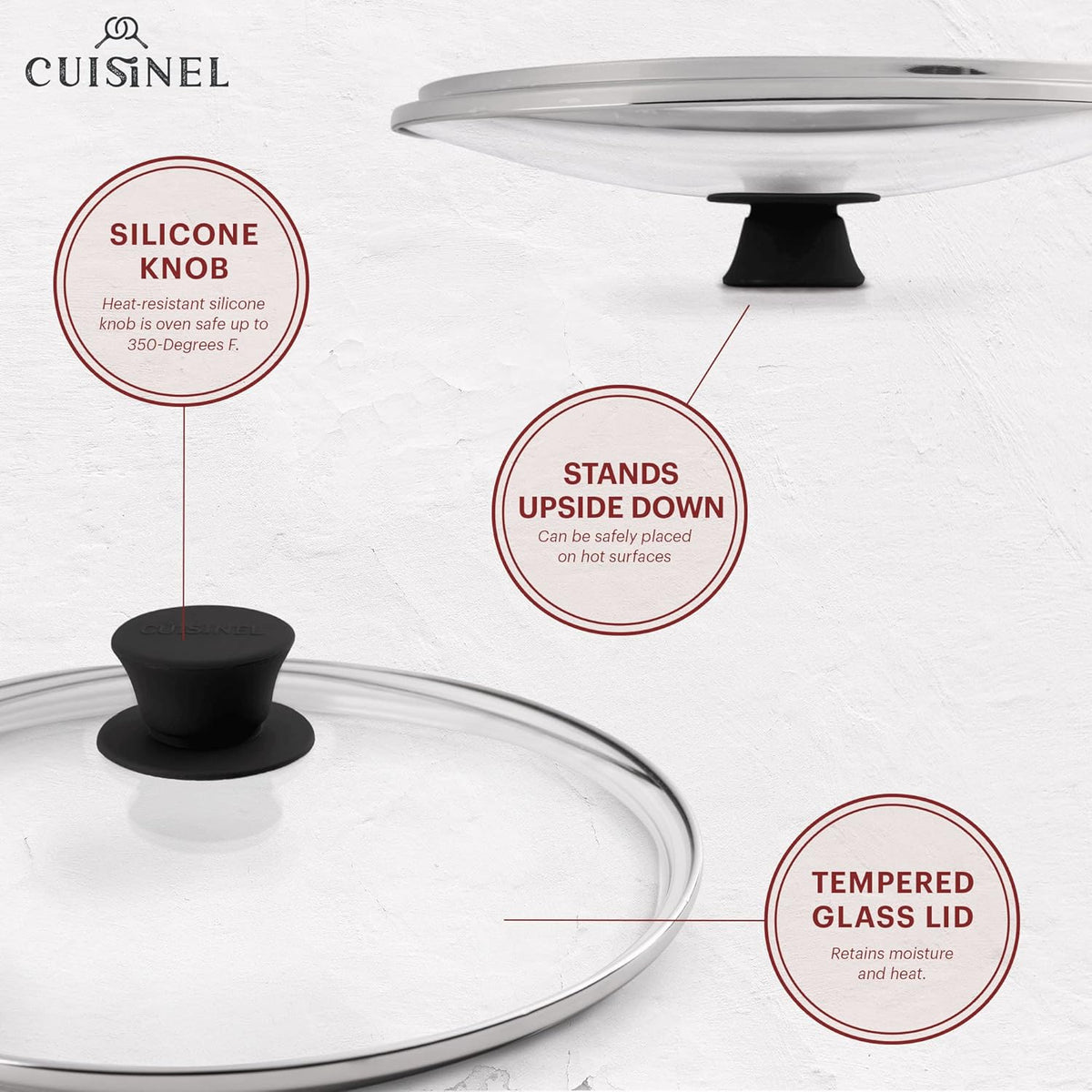 Glass Lid - 10"-inch/25.4-cm/264mm - Compatible with Lodge - Fully Assembled Tempered Replacement Cover - Oven Safe for Skillet Pots Pans - Universal for all Cookware: Cast Iron, Stainless Steel