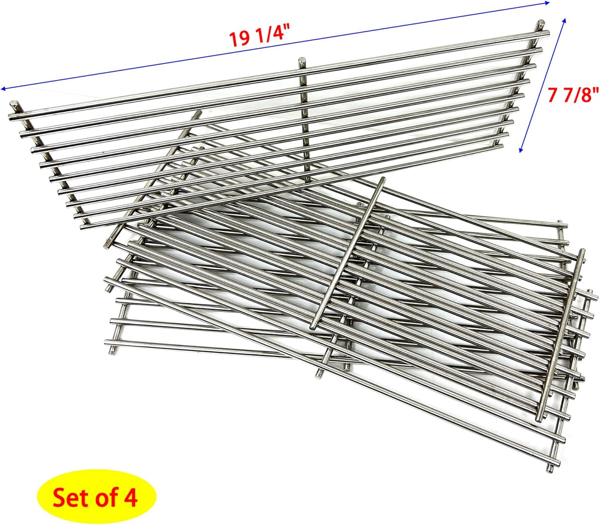 Direct Store Parts DS111 (4-Pack) Solid Rod Stainless Steel BBQ Grill Grate Replacement Parts for 16517 Bull BBQ Angus, Brahma, Lonstar Select, Outlaw Steer Premium, Lonestar Select, 19 1/4" X 7 7/8"