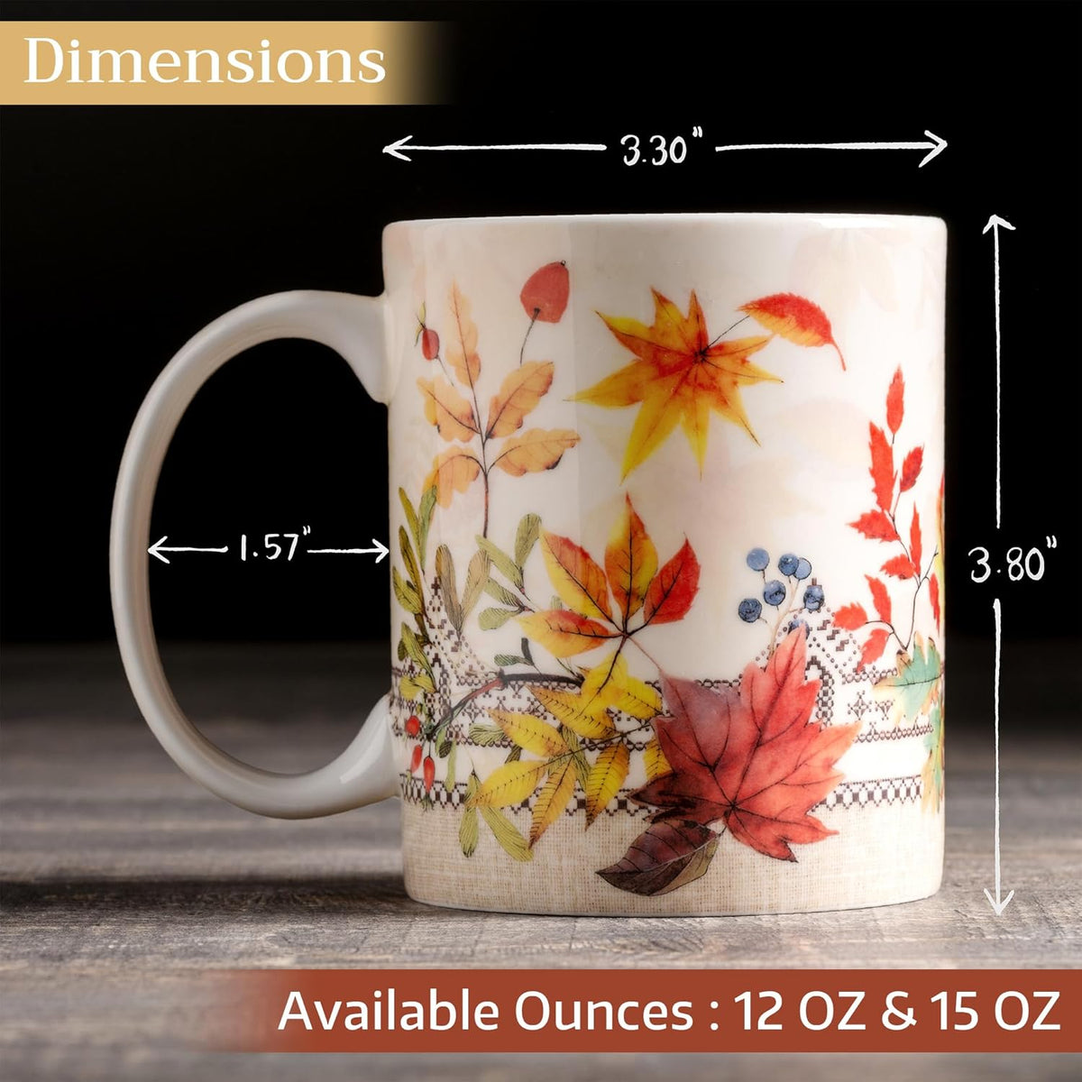 Maison d' Hermine Coffee Mug with Handles Fine Bone China Mugs Pack of Two Tea Cups for Hot Beverages Cappuccino Latte Home Restaurant Office Perfect for Gift (Amarante, 15 Ounce)