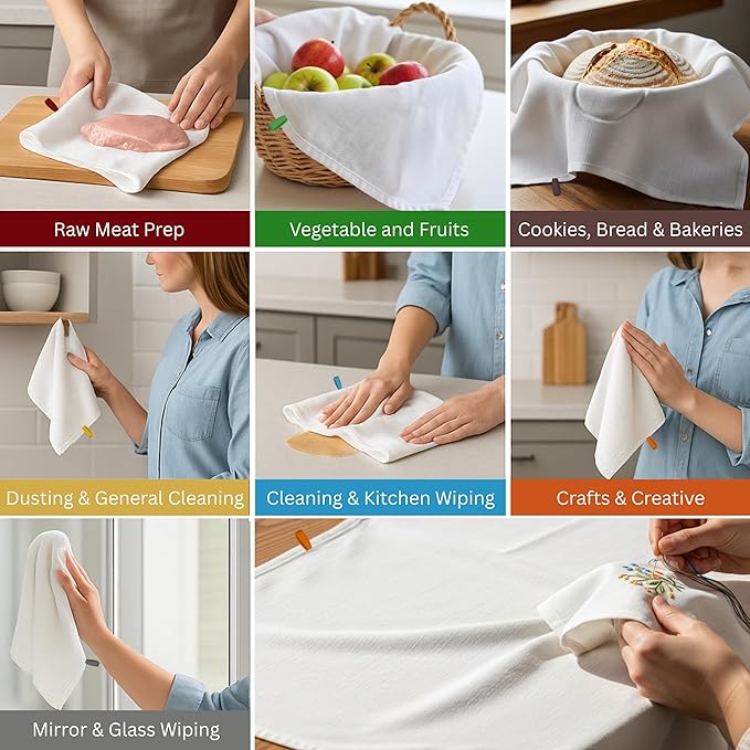 Flour Sack Towel Color Ribbon Pack of 7-28"x28"