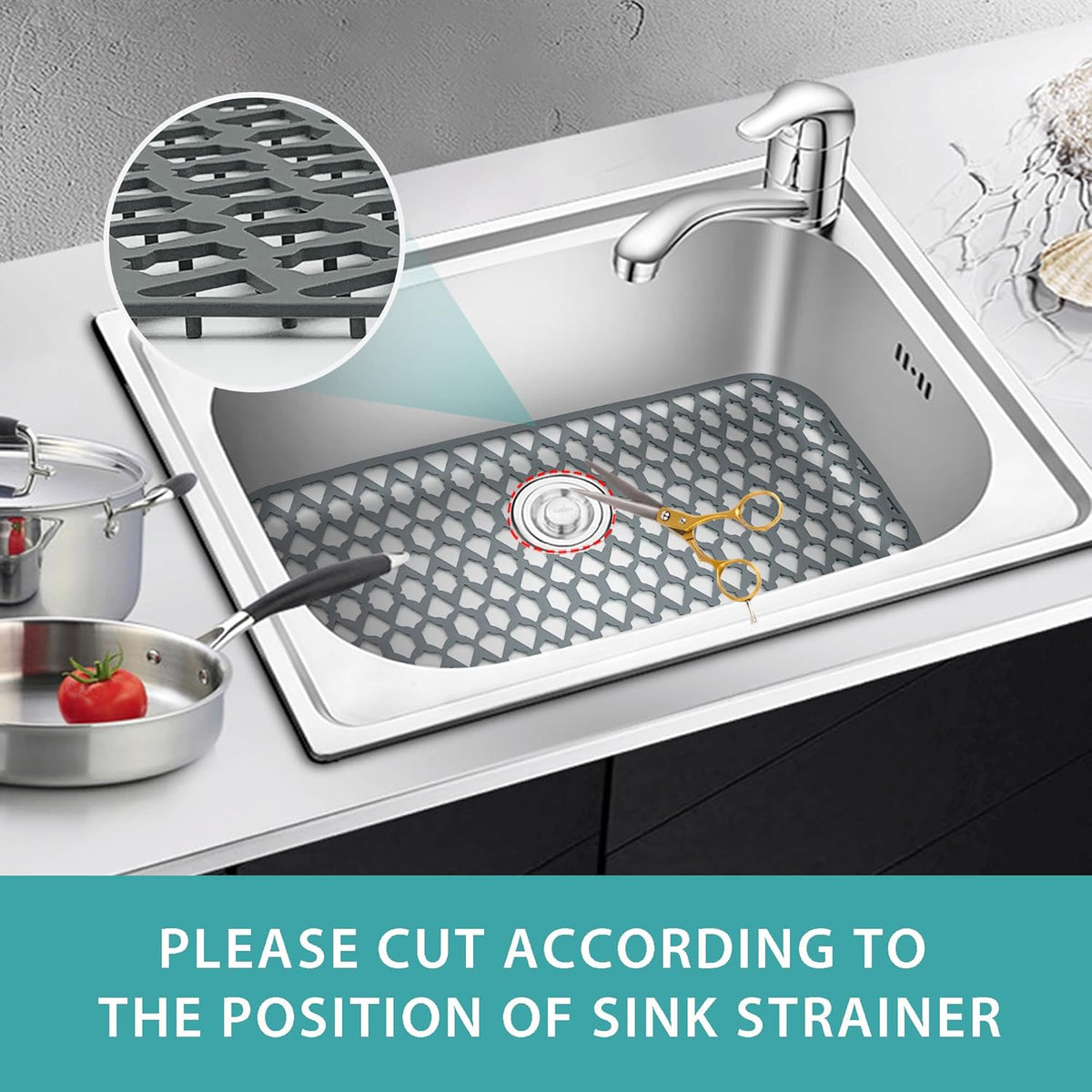 Sink Protectors for Kitchen Sink, Large Silicone Mats Grid for Bottom of Farmhouse (30”x14”)