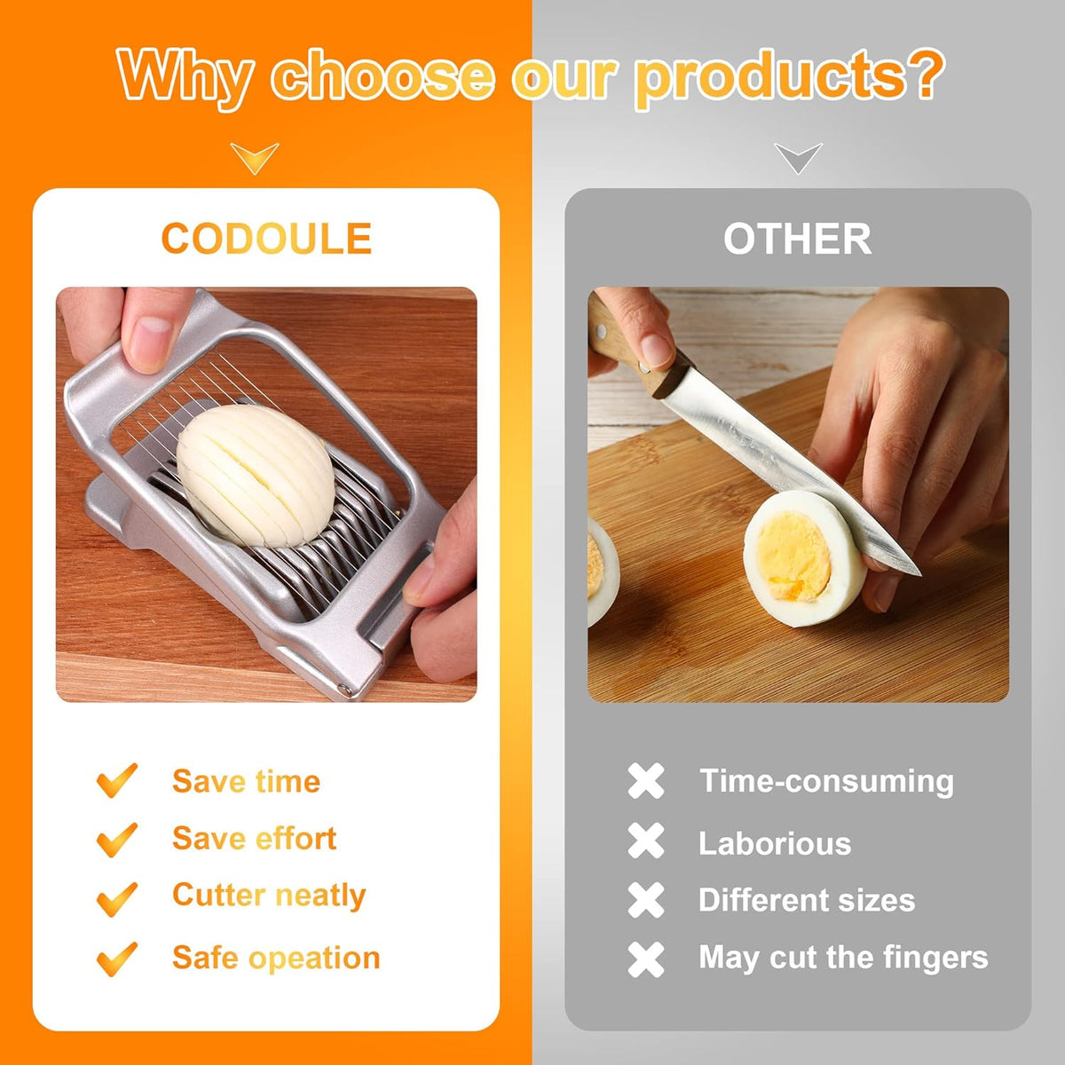 Egg Slicer for Hard Boiled Eggs,Egg Cutter Strawberry Slicer Tomato Slicers for Home Use (Red)