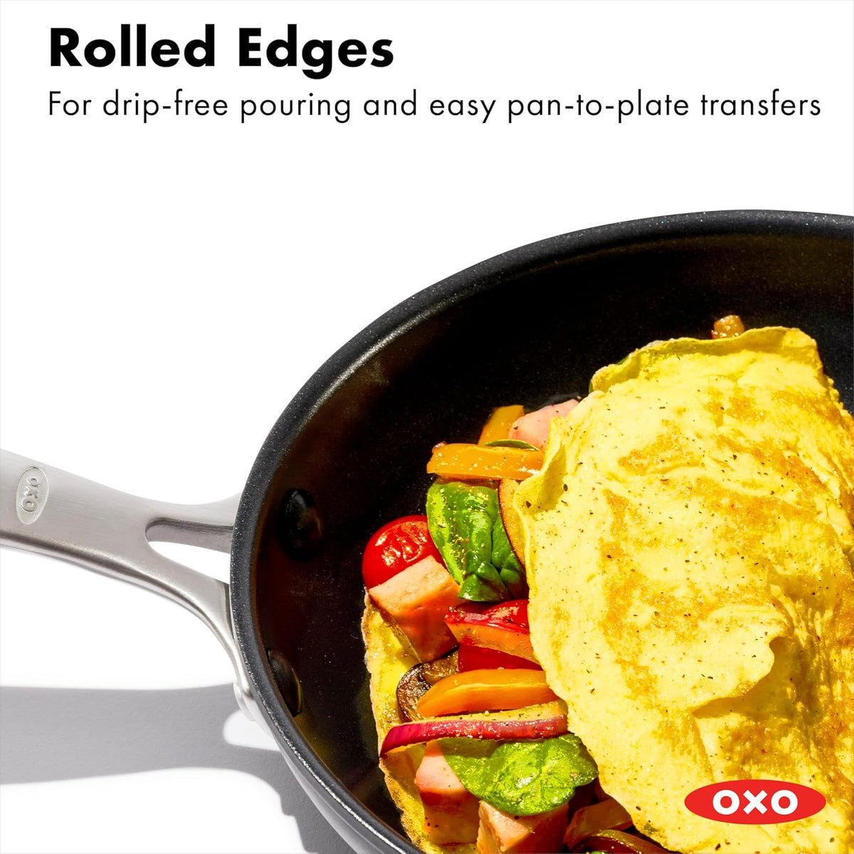 OXO Enhanced 8" Frying Pan Skillet, PFAS-Free Ceramic Nonstick, Durable Hard Anodized Cookware, Scratch Resistant, Stainless Steel Handle, Good Grips, Dishwasher Safe, Oven safe, Black