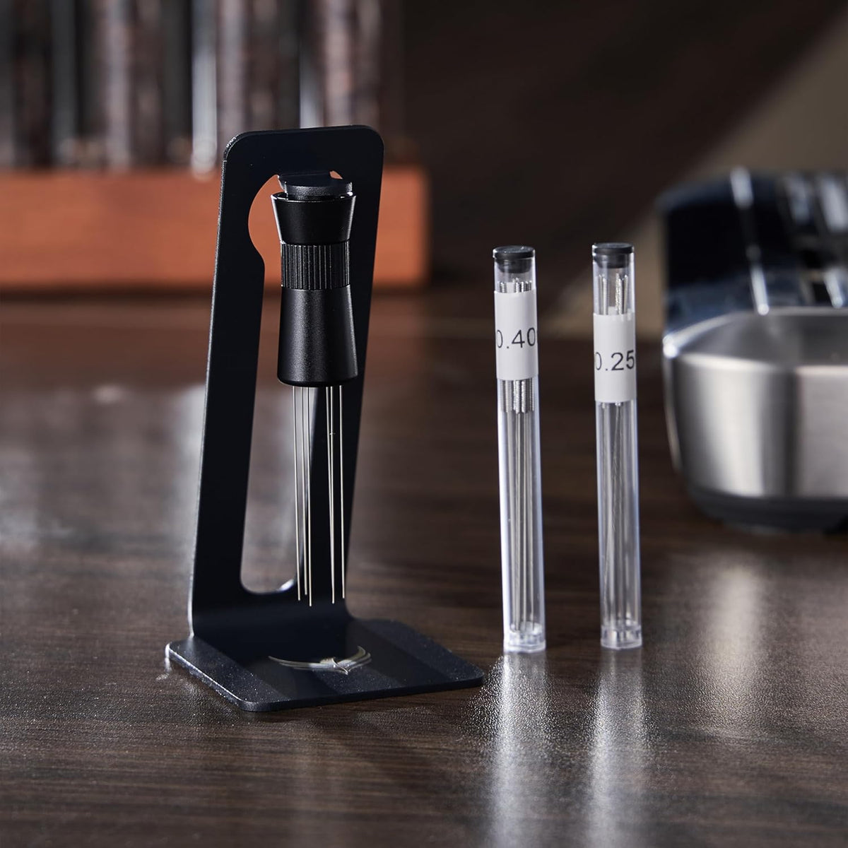 54mm Espresso Tool Set for Breville Machines – Walnut Espresso Organizer, Spring Loaded Self Leveling Tamper, Distribution Tool, WDT Stirrer & Precision Scale