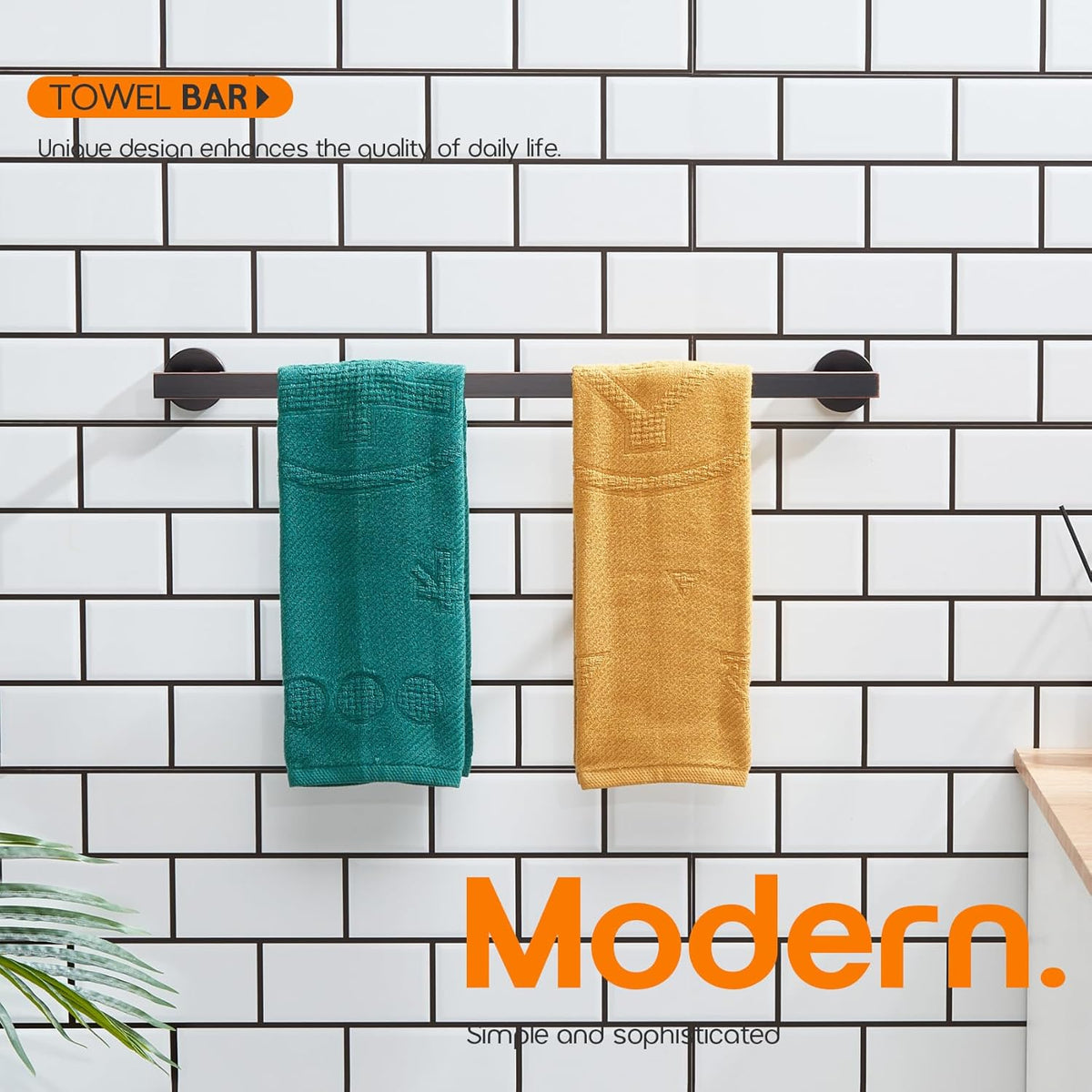 24 Inch Bathroom Towel Racks Bath Towel Bars Kitchen Towel Holder Towel Rails Wall Mounted SUS304 Stainless Steel Oil Rubbed Bronze AN4001ORB-L24