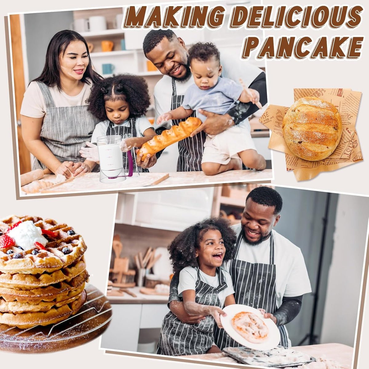 1 Pc Cupcake Batter Dispenser Pancake Mix Dispenser 4 Cups with Squeeze Handle Tools for Pancake, Cupcake, Cookie, Cake, Waffles, Ice Cream Baking Gifts for Kitchen Housewarming (Purple Red)