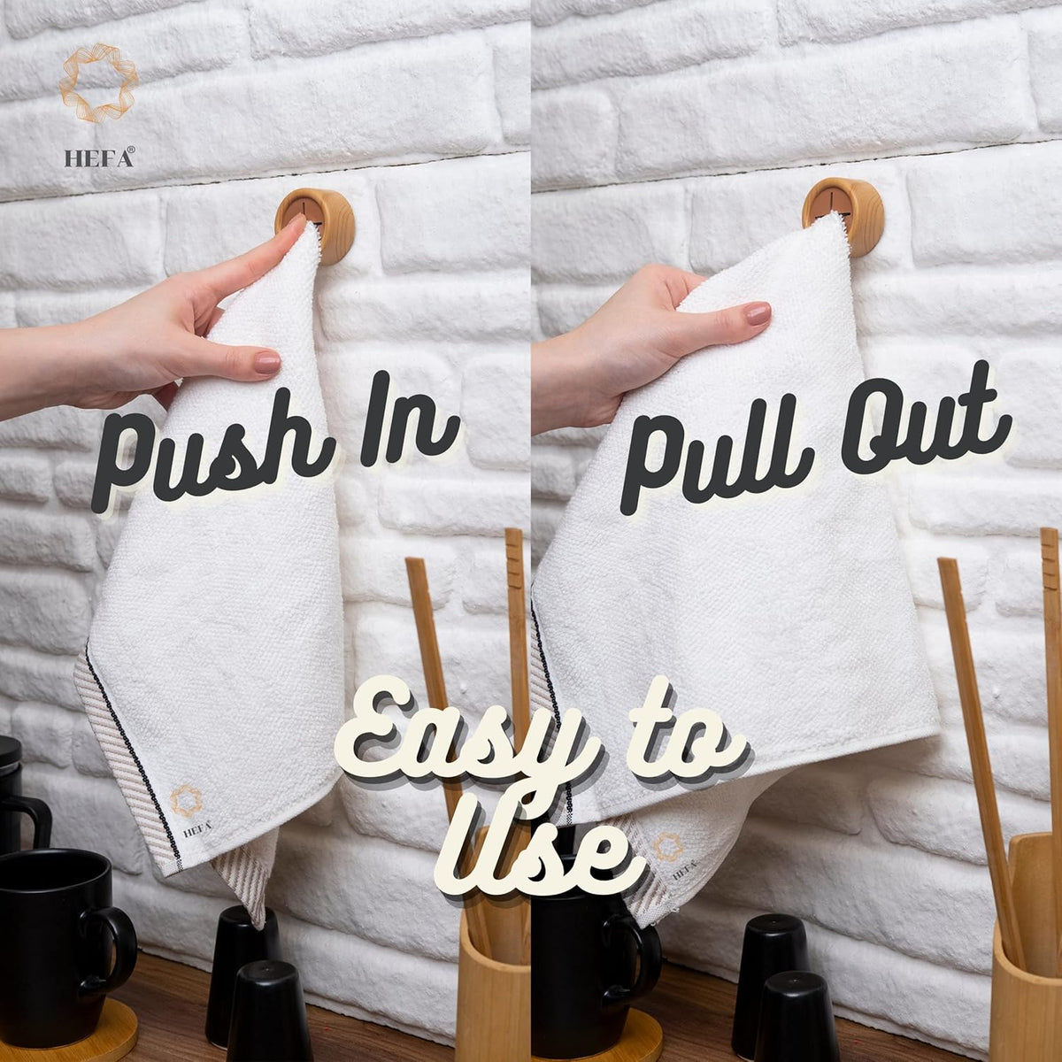 HEFA Towel Holder, Towel Hooks, Dish Towel Holder, Kitchen Organization, Bathroom Accesories, Kitchen Towel Hook, Kitchen Towel Holder, Christmas Gift, Kitchen Gadgets 4 Pack