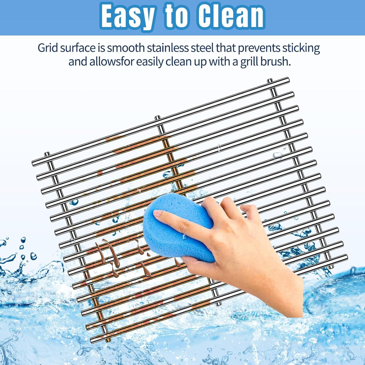 Htanch15inch 7522 Stainless Steel 9mm Cooking Grid Grates for Weber 7523 Genesis Silver A, Spirit E-200,Spirit 500,Spirit 210 (2007-2012) Gas Grills
