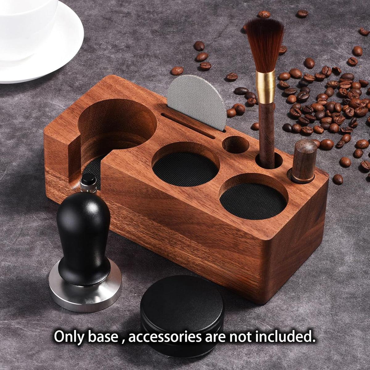 Espresso Tamping Station(51/54MM) Walnut Wood, Espresso Coffee Anti-pressure Pad Stand, Espresso Station,Coffee Tamper Station Organizer for Countertop