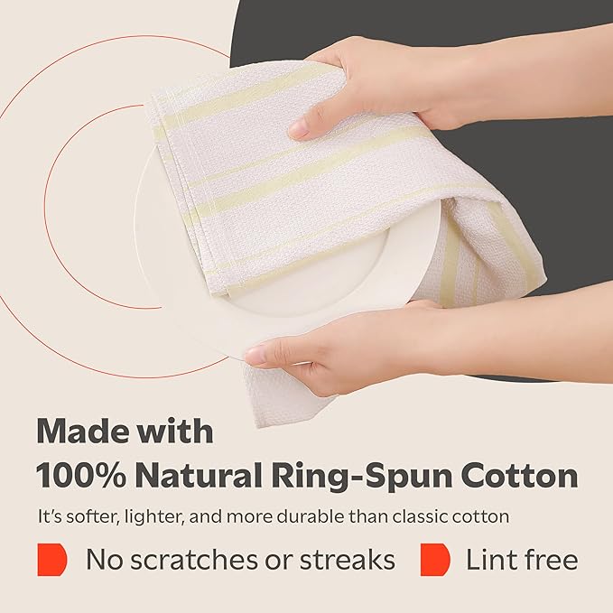 Zeppoli Classic Kitchen Towels - 6 Pack 100% Natural Cotton Towel Set, Reusable Wash Cloths, Absorbent Dish Towels, Machine Washable Hand Towels, Kitchen Essentials, 20” x 28” - Pastel VAR