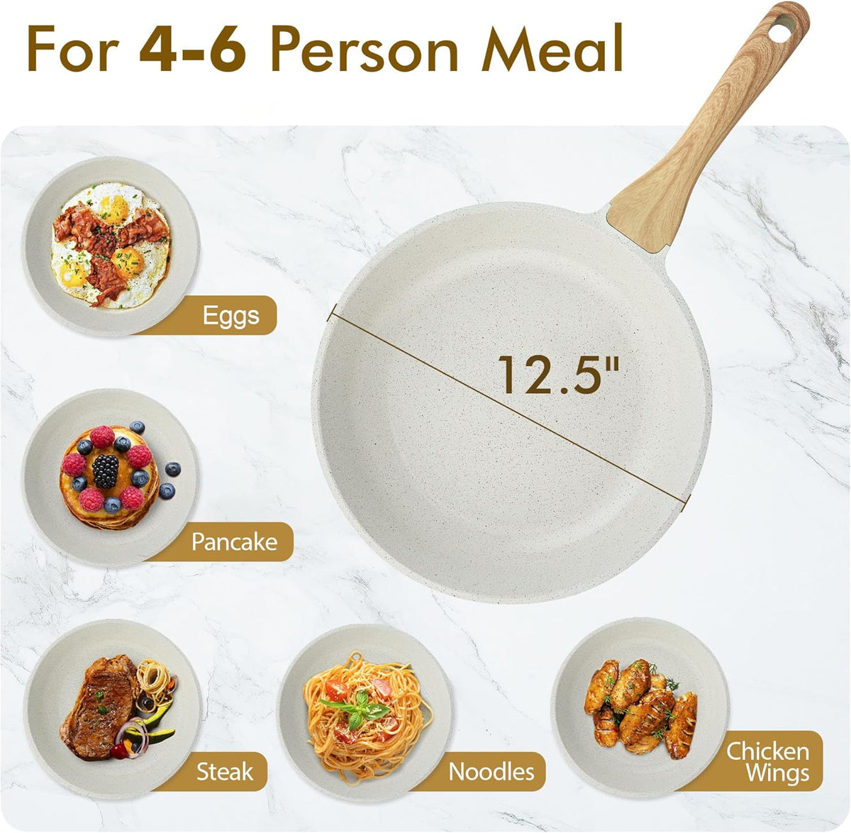 SENSARTE Nonstick Ceramic Frying Pan Skillet, 12.5 Inch Omelet Pan, Healthy Non Toxic Chef Pan, Induction Compatible Egg Pan with Heat Resistant Handle, PFAS-Free, White