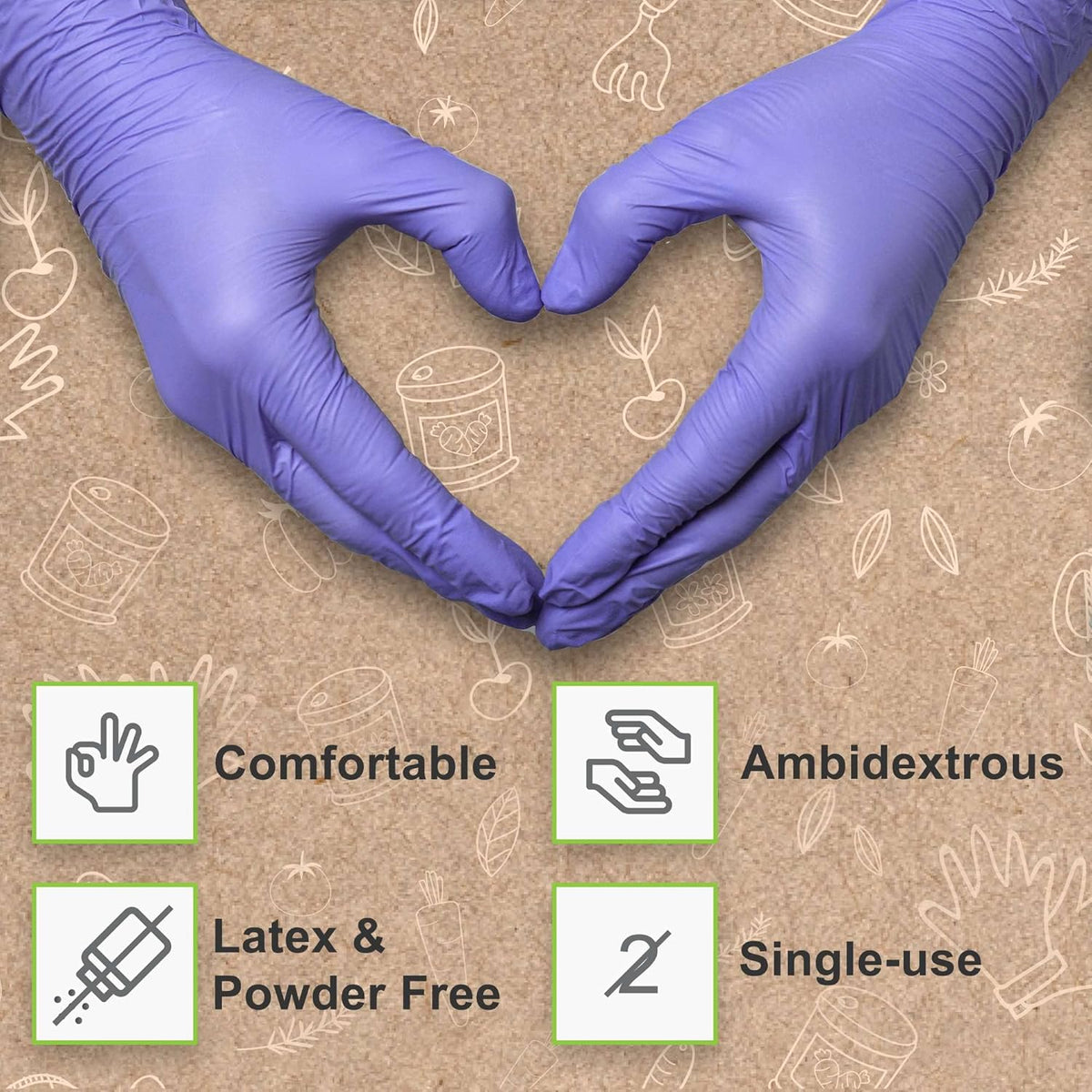 FifthPulse Biodegradable Disposable Nitrile Gloves, 150 Count, Green Food Safe Cooking Gloves - Powder and Latex Free Gloves