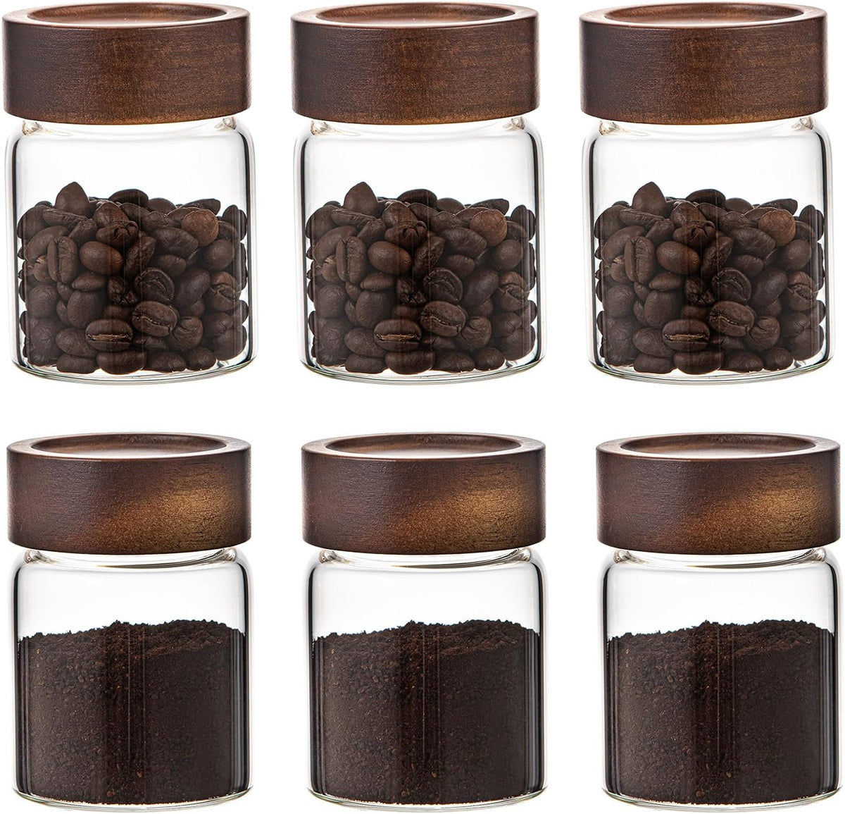 Glass Spice jars Glass Jars with Screw Lid 5 oz, Food Storage Canister for Pantry Sugar Tea Coffee Bean Seasoning Nuts Cookies (6 * 150ml(5oz))
