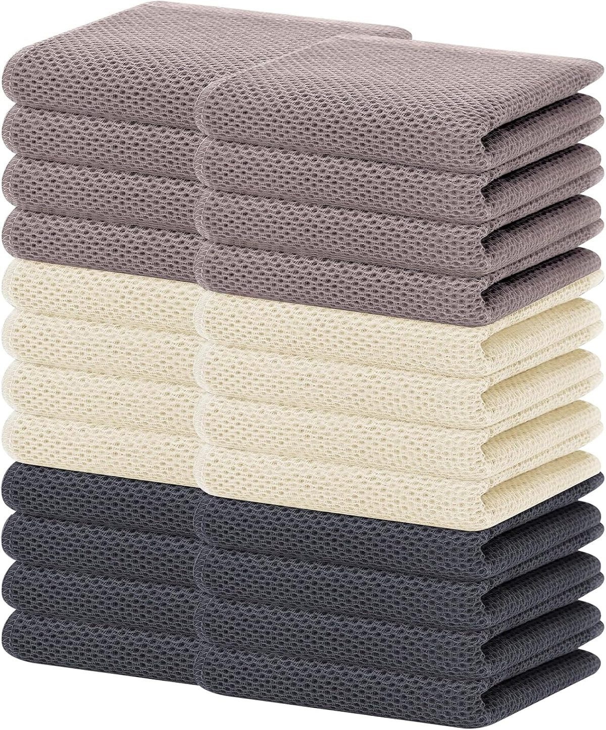 Homaxy 100% Cotton Waffle Weave Kitchen Dish Towels, Ultra Soft Absorbent Quick Drying Cleaning Towel, 13 x 28 Inches, 24-Pack, Mixed Color