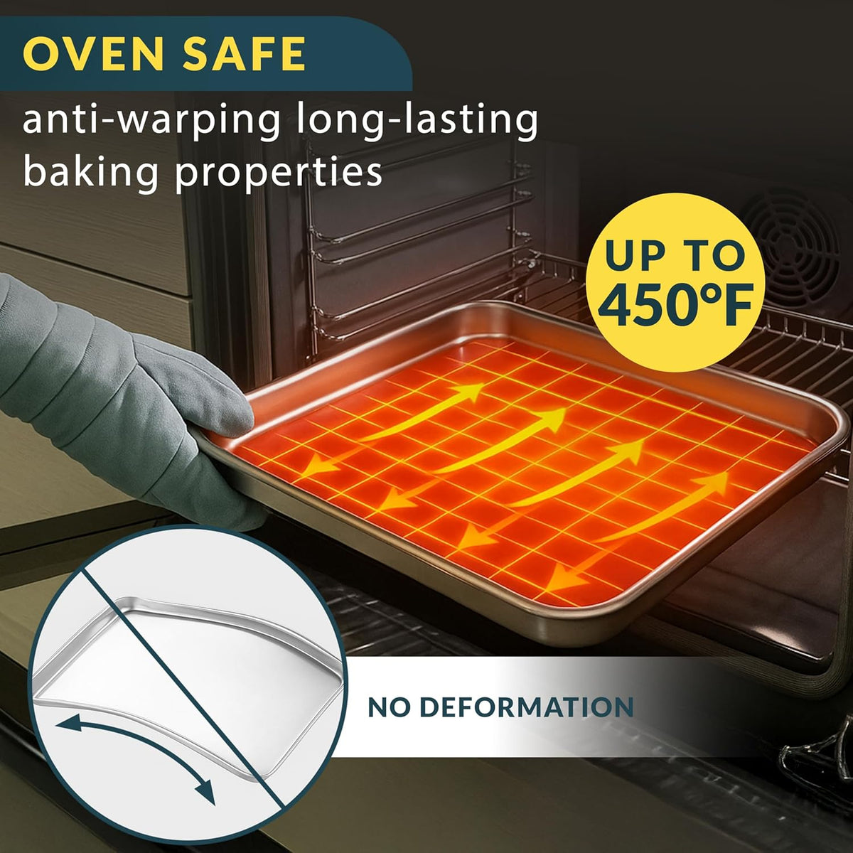 Baker’s Signature Stainless Steel Cookie Sheet Pan, Stainless Steel Baking Sheet Set of 2, Mirror Finish, Non-Stick, Rust Resistant, BPA Free, Dishwasher Safe, 17.5 x 13 Inch