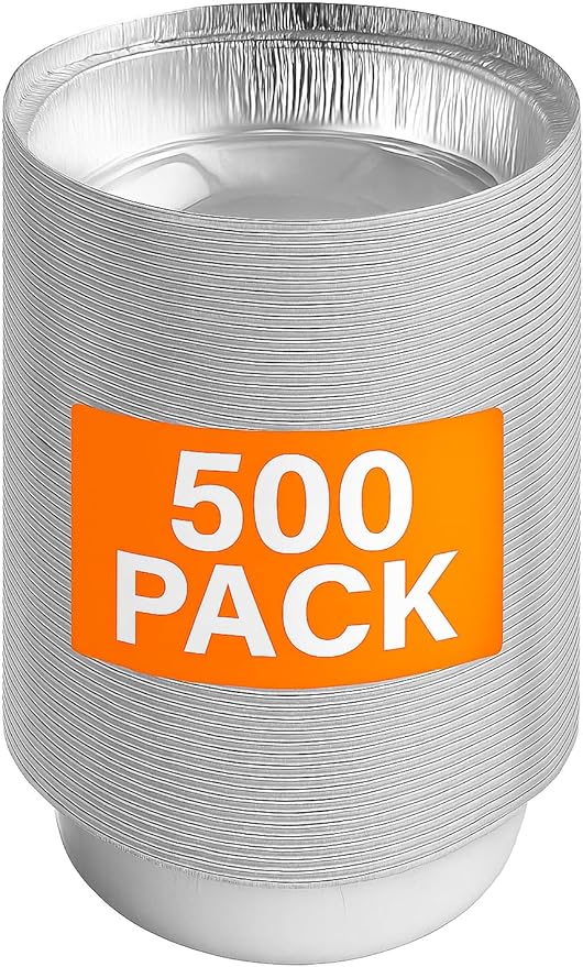 Ruthy's Outlet Round aluminum foil pans Disposable Tray Containers for Storing, Baking, Meal Prep & Reheating | Freezer & Oven Safe, Recyclable (500, 9" Round)