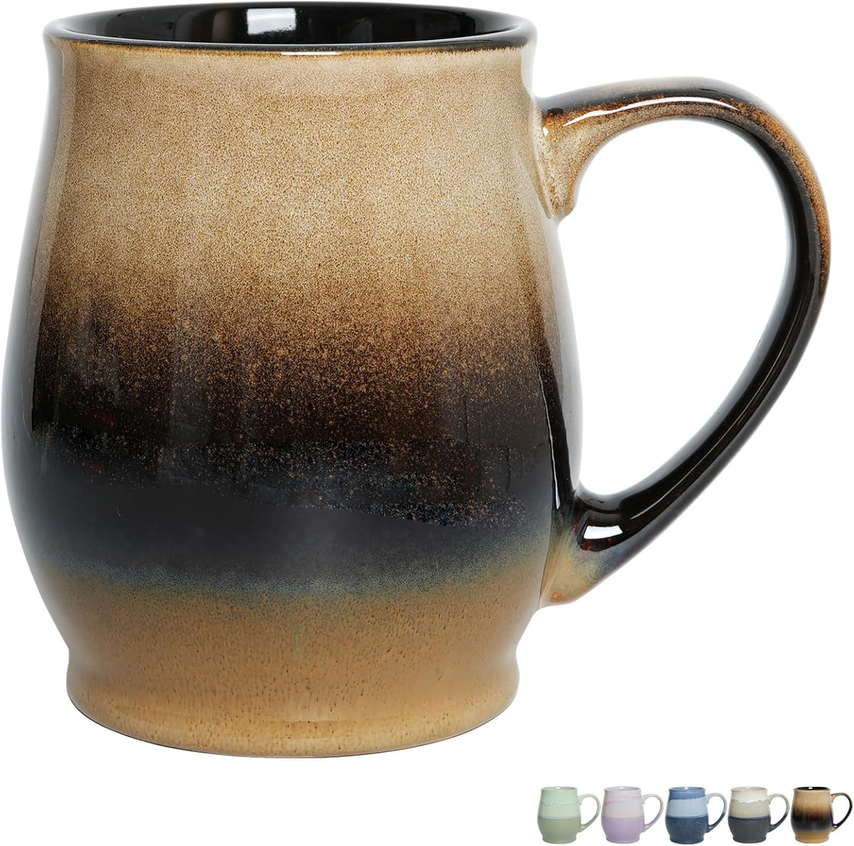 Bosmarlin Extra Large Ceramic Coffee Mug, 25 Oz, Dishwasher and Microwave Safe, Oversized Big Tea Cup for Office and Home, Reactive Glaze (Walnut)
