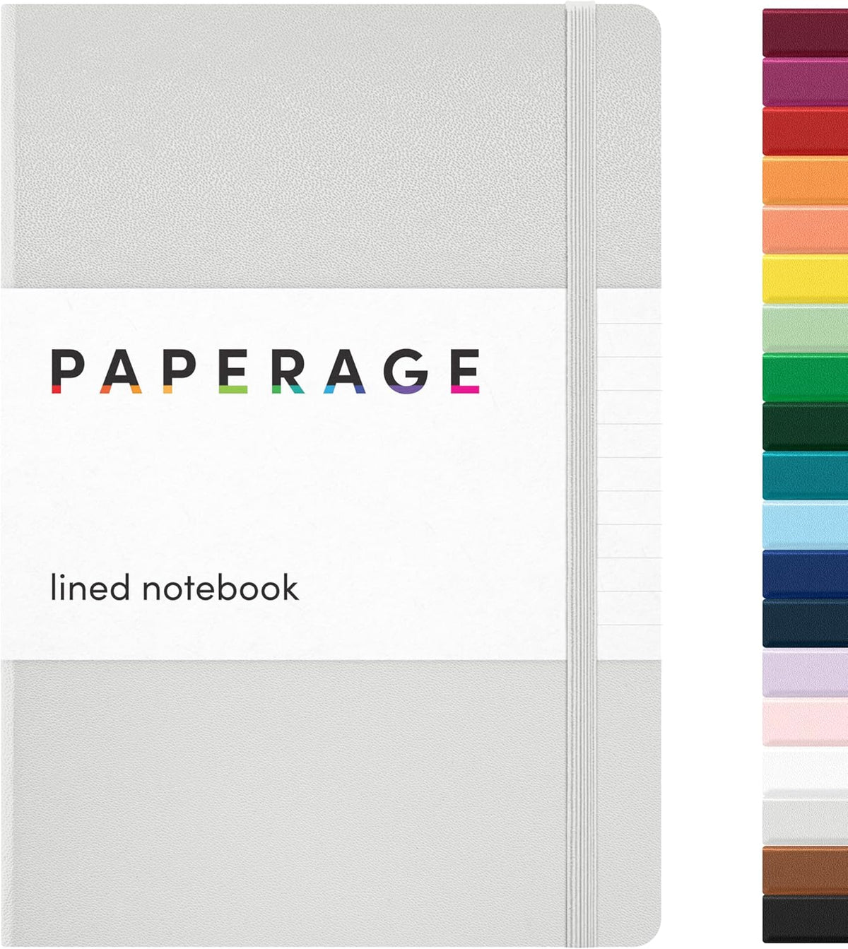 PAPERAGE Lined Journal Notebook, (Light Grey), 160 Pages, Medium 5.6 in x 8 in - 100 GSM Thick Paper – Hardcover Journaling Notebook for Work, School & Note Taking