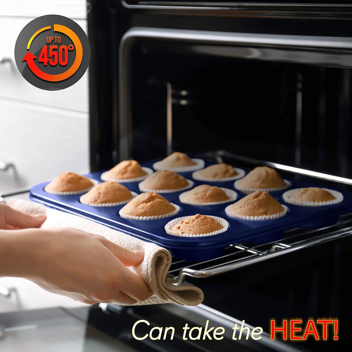 Non-Stick Kitchen Oven Baking Pans - Carbon Steel with Non-stick Blue Diamond Coating Inside & Outside, Commercial Grade Restaurant Quality Metal Bakeware, Dishwasher Safe - NutriChef NCBK6TRB
