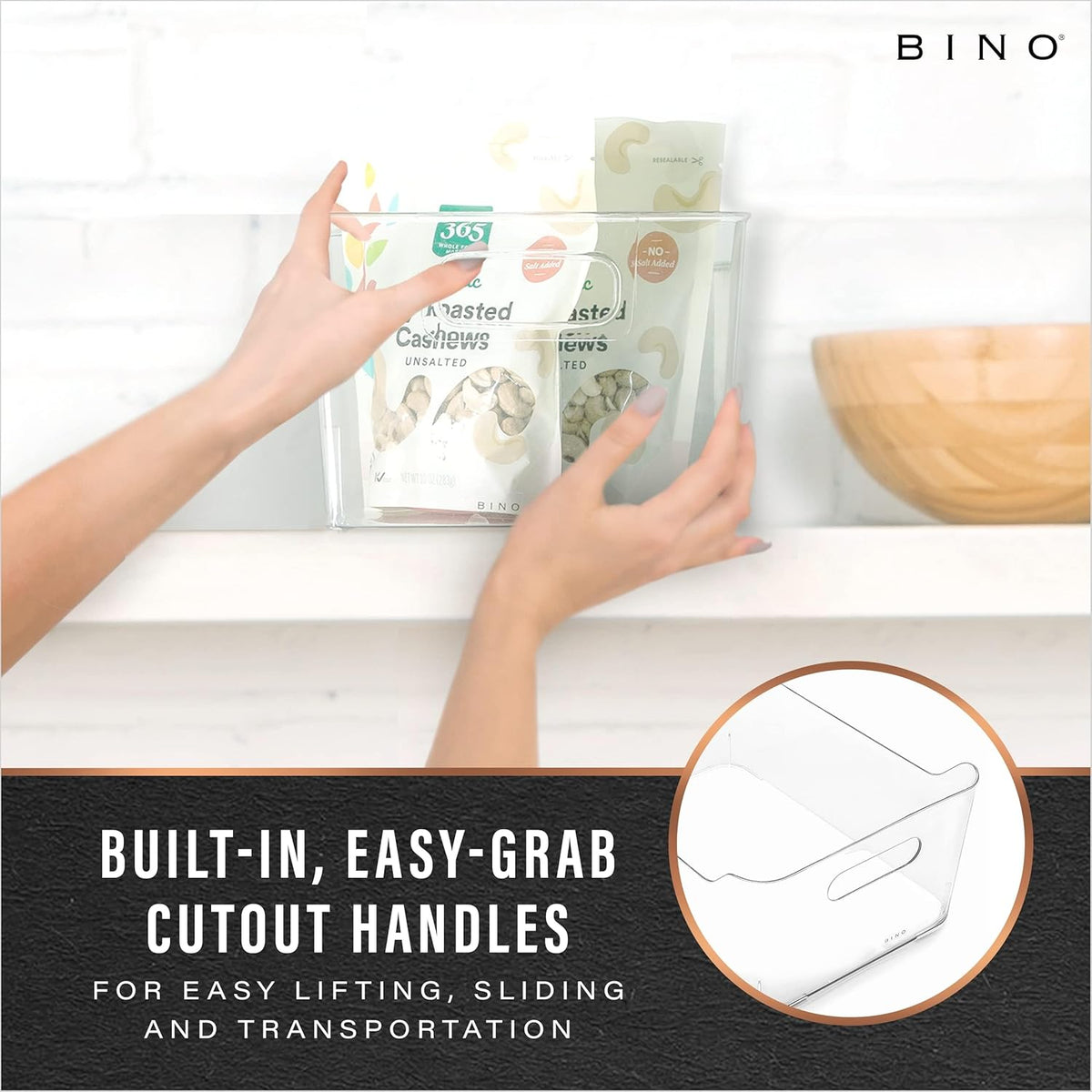 BINO | Plastic Organizer Bins, Small - 4 Pack | The SOHO Collection | Multi-Use Plastic Bin | Pantry & Freezer Organizer Bin | Storage Containers | Bins for Home & Kitchen Org