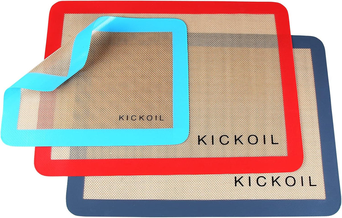 Silicone Baking Mat Large Baking Mat Set of 3-2 Half Sheets 16.5" x 11.6" +1 Quarter Sheet,Reusable Non-Stick Food Safe Bakeware Liners for Cookies, Macarons, Bread/Pastry Keep Oven Pans Clean