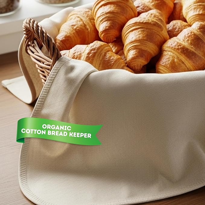 Flour Sack Towels for Bread Dough Proofing – 100% Unbleached Cotton, Thick Reusable Baking Cloth – 28"x28" Large Tea Towels for Baguettes, Ciabatta, Pastries – 3 Pack