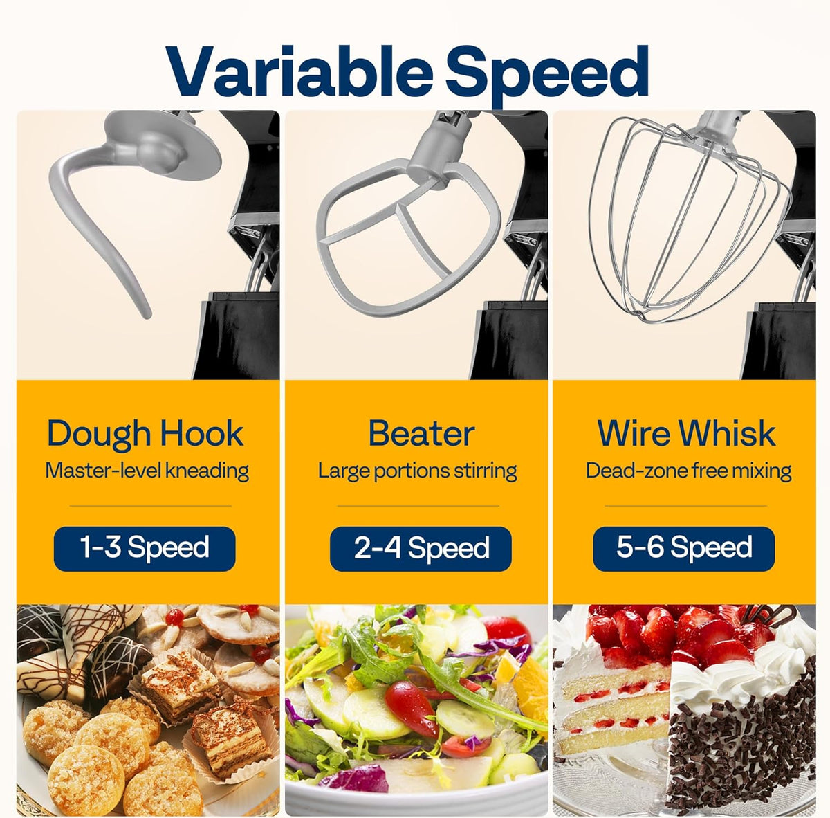 VIVOHOME 9 in 1 Multifunctional Stand Mixer with Fermentation, 6 Speed 7.5 Quart Kitchen Electric Food Mixer with Timer, Meat Grinder, Juice Blender, Vegetable Slicer, Pasta and Cookie Maker, Black