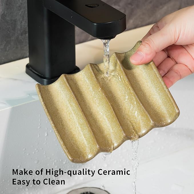 Soap Dish Bar Sponge Soap Holder for Shower, Self Draining Water Soap Saver Keeper for Bathroom and Kitchen, Yellow