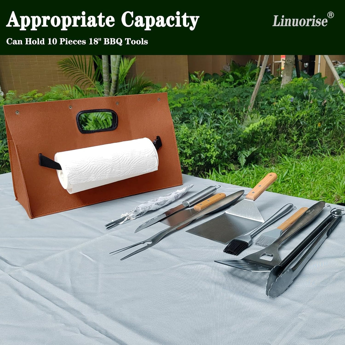 Grill Accessory Storage Bag; BBQ & Grill Tools Organizer; Men's BBQ Gifts(MaterialThickened Felt Cloth)