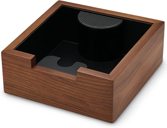 Wooden Espresso Knock Box Walnut Dump Bin for Coffee Grounds Disposal Durable, Shock-Absorbent Espresso Machine Accessories, Easy to Clean Tamping Station