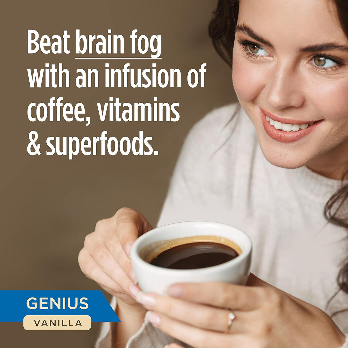 Genius Vanilla Keto Coffee Pods by VitaCup w/MCT Oil, Turmeric, B Vitamins, & D3 for Energy & Focus in Recyclable Single Serve Pod Compatible with K-Cup Brewers Including Keurig 2.0, 32 CT