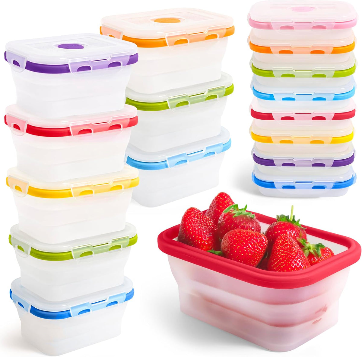 Small Collapsible Silicone Containers, Perfect for Snacks, Travel, Space-Saving Storage, Set of 8