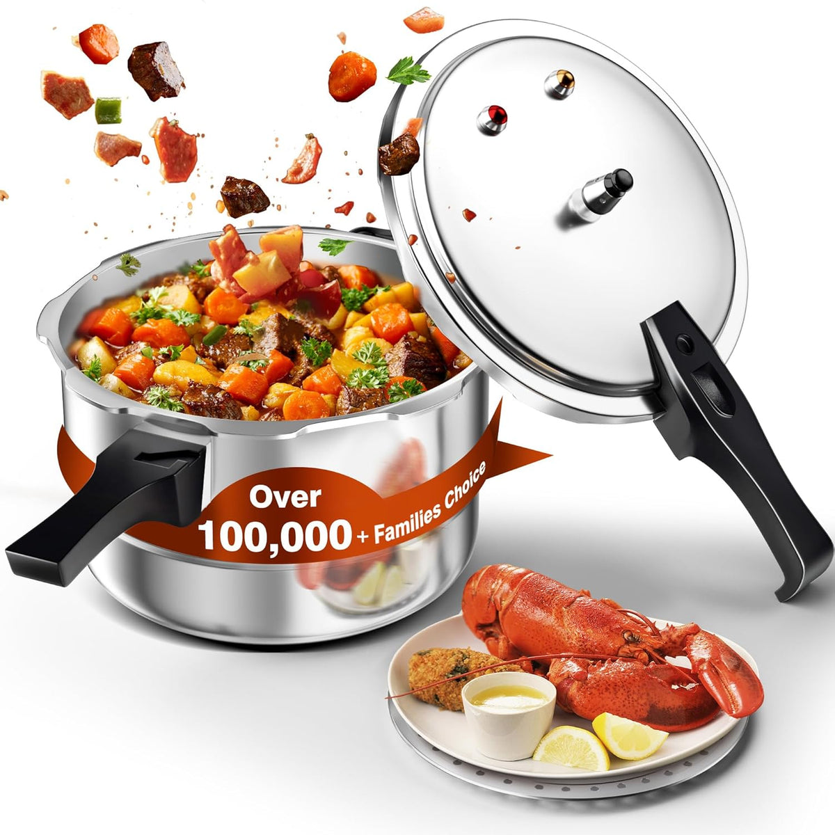 WantJoin 11Qt Aluminum Pressure Cooker w/Release Valve & Multiple Protective Devices,Pressure Canner Compatible with Gas & Induction Cooker,Canner Rack Included