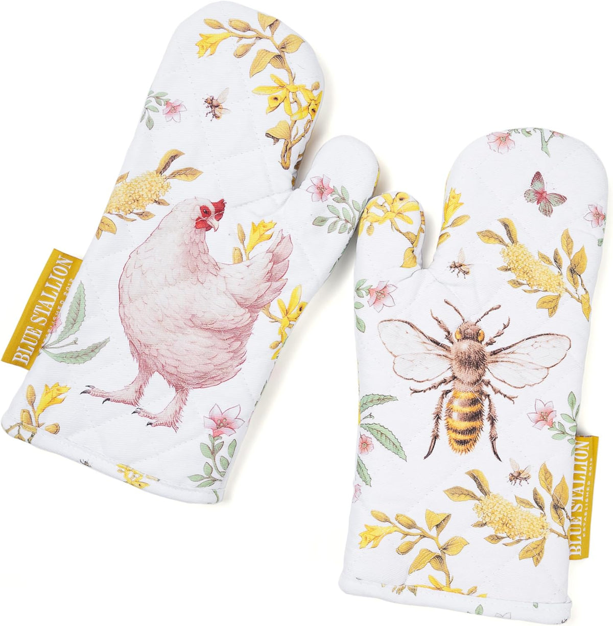 Chicken & Bee Farm Fresh Floral Oven Mitts