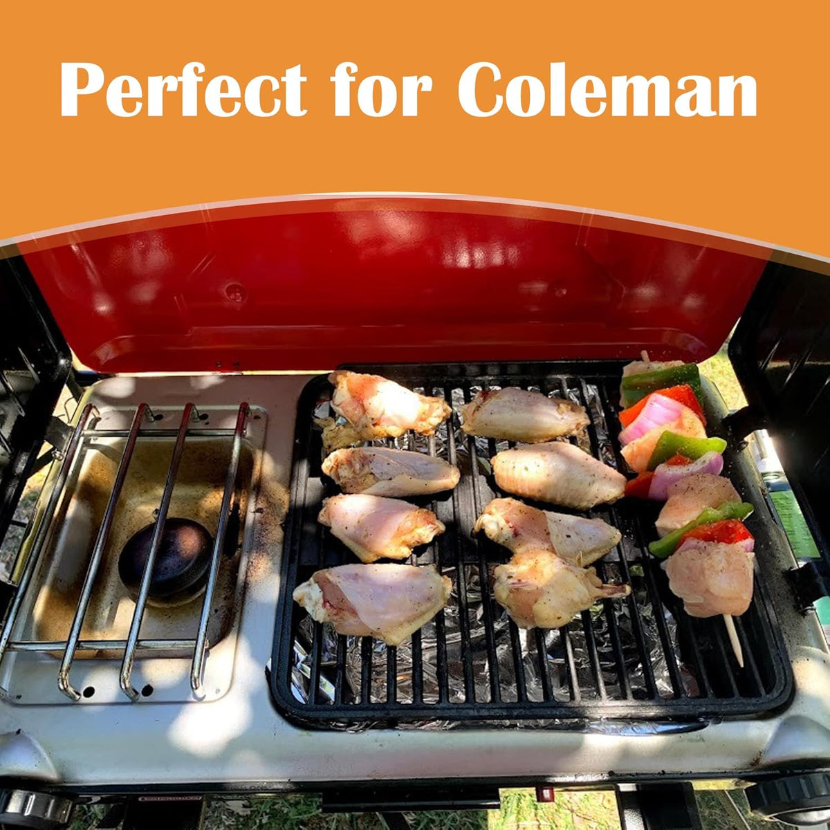 Grill Grates for Coleman 2-in-1 Camping Grill, Cooking Grid for Coleman 2 Burner Propane Stove, Fits Coleman Classic 2-Burner 2000020929 2000020925 2157480 ‎2000038016 Propane Stove Replacement Parts