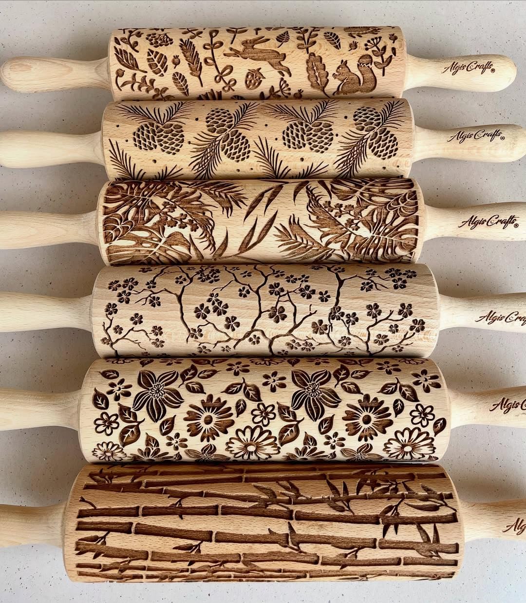 Embossing Rolling Pin JUNGLE. Dough and Clay Roller for Embossed Cookies and Pottery. Cookie and Ceramic Stamp. Backing Gifts for Women by Algis Crafts