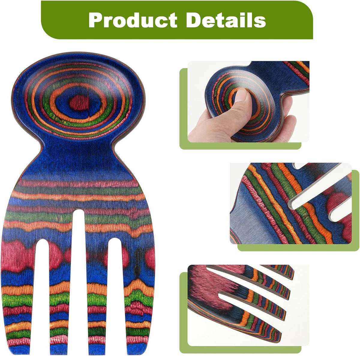 Salad Tongs, Salad Hand, Pakkawood Salad Tongs for Serving, Serving Utensils Set Salad Servers Set Kitchen Cooking Utensil
