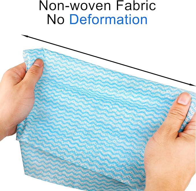 100 Count Disposable Cleaning Towels and Dish Cloths,Super Absorbent Dishcloths,Multi-Surface Cleaning Wipes for Kitchen Dishes, Windows, Bathroom (Blue)