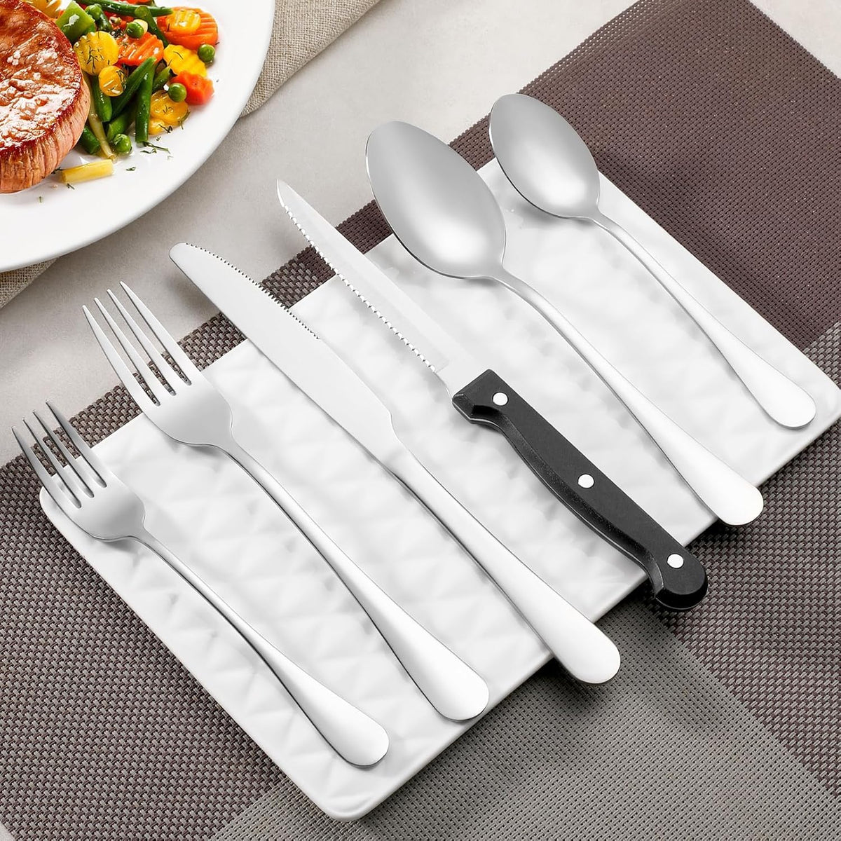 12 Pcs Dinner Spoons Set, Food-Grade Stainless Steel Large Tablespoons, Metal Cutlery Spoon, Soup Spoon, Spoons Silverware for Home, Kitchen or Restaurant, Mirror Polished, Dishwasher Safe 8 Inch