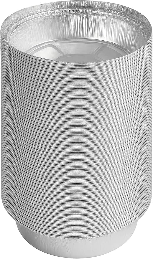 Ruthy's Outlet Round aluminum foil pans Disposable Tray Containers for Storing, Baking, Meal Prep & Reheating | Freezer & Oven Safe, Recyclable (30, 8" Round)