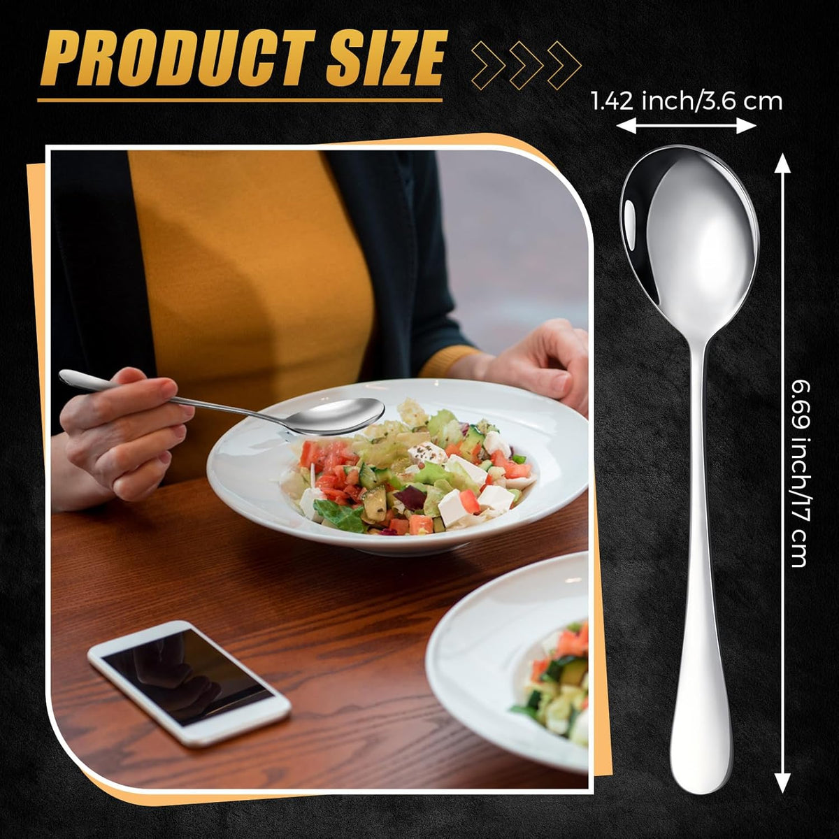 Nuogo 100 Pieces Soup Spoons Set Stainless Steel Spoons Silverware Dessert Dinnerware Bulk Metal Dinner Dinnerware Mirror Polished Tablespoon for Home Restaurant Kitchen Dishwasher Safe