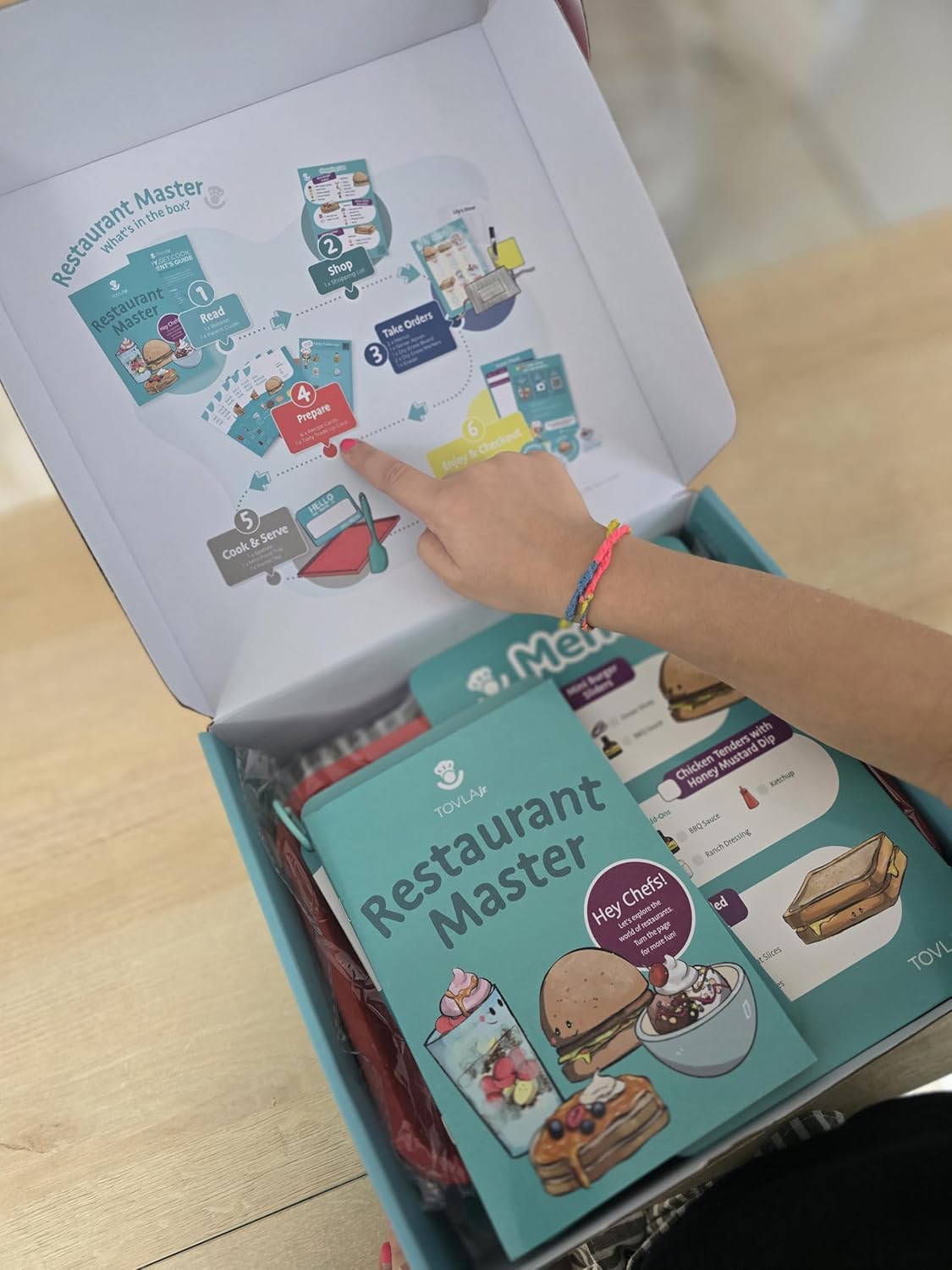 Tovla Jr. Real Restaurant Cooking Set for Kids | Montessori-Inspired STEM Kit for Ages 4+ | Hands-On Cooking Tools, Visual Recipe Cards, Educational Gift for Aspiring Chefs
